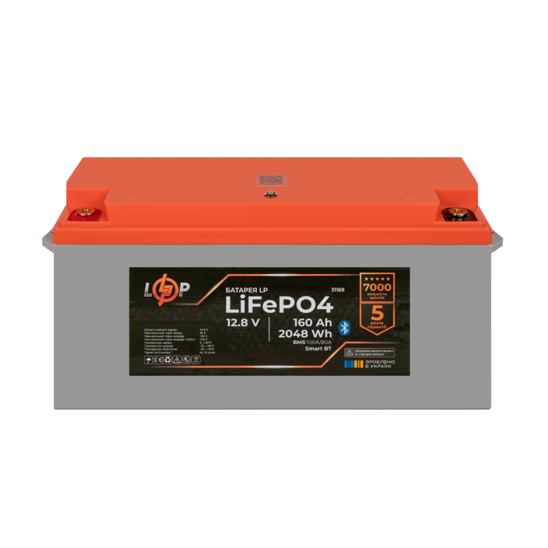 Акумулятор LP LiFePO4 12,8V - 160 Ah (2048Wh) (BMS 100A/80А) пластик Smart BT