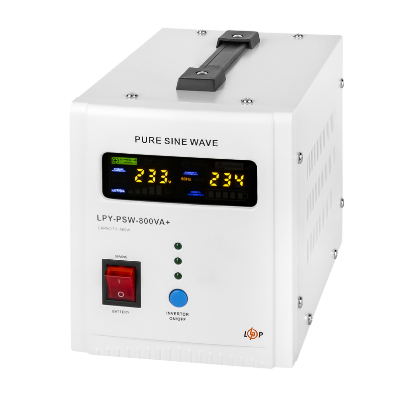 ДБЖ з правильною синусоїдою 12V LPY-PSW-800VA+(560Вт)5A/15A
