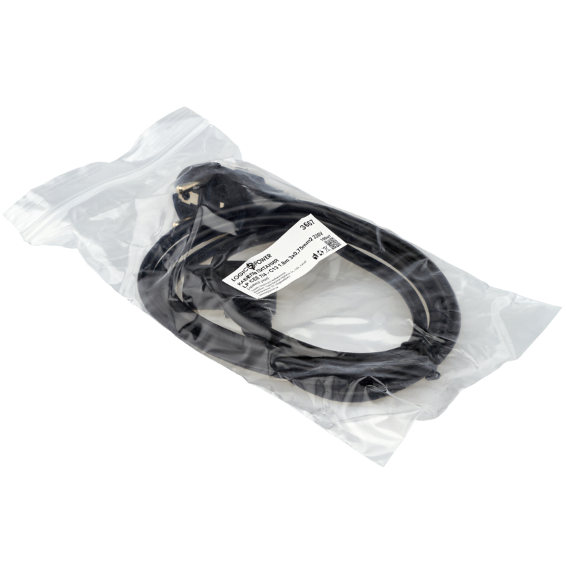 Кабель живлення 220V LP CEE 7/4 C13 - 1.2 м 3x0.5 мм2 (прямой угол)