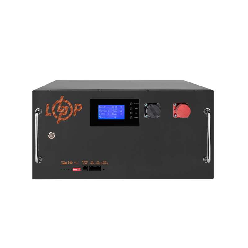 Акумулятор LP LiFePO4 51,2V - 280 Ah (14336Wh) (BMS SP 200A/100А) RM RS485/CAN LCD BL