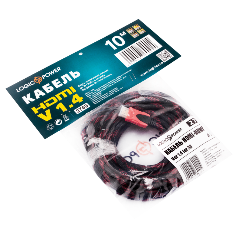 Кабель HDMI-HDMI Ver 1.4 для 3D 10 м (дод. обплетення)