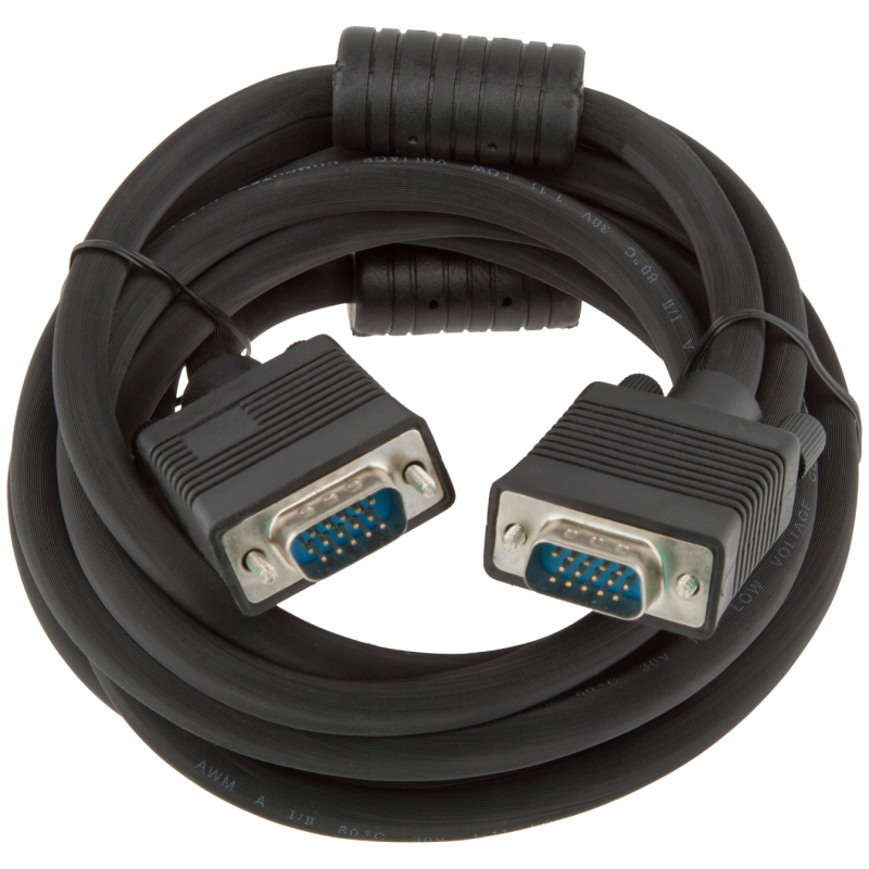 Кабель VGA-3.0BK 3 м чорний (з двома феритовими кільцями)