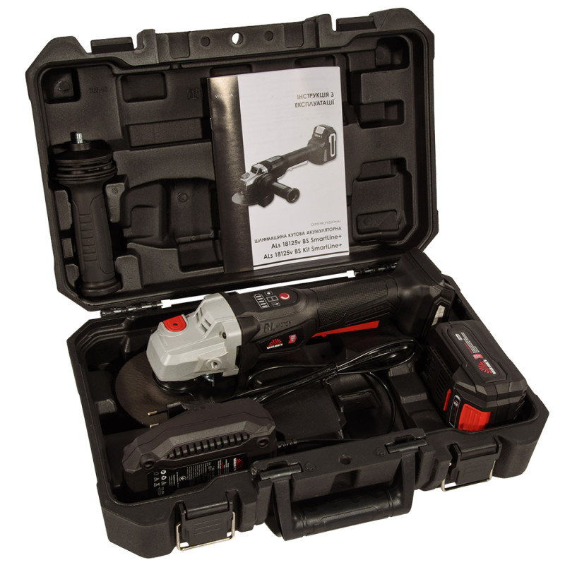Шліфмашина кутова акумуляторна Vitals Professional ALs 18125v BS Kit SmartLine+